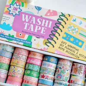 32 ROLLS VINTAGE WASHI TAPE SET - مجموعة مستلزمات سجل القصاصات الزهرية مع إكسسوارات اليومية ، والكتاب المقدس و Junk Journal الأساسيات ، والأشرطة الزخرفية للحرف اليدوية DIY (عروض متنوعة)