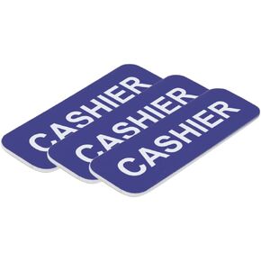 Cashier 1 x 3" Name Tag/Badge, Blue, (3 Pack)