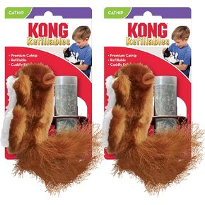 KONG Refillables Catnip Toys, Assorted 2-Pack – Plush Cat Toys with Refillable Catnip Pouch & Premium North American Catnip (Beaver and Squirrel)