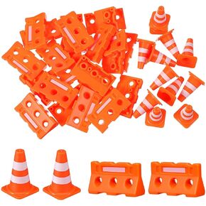 Homoyoyo Construction Cones Traffic Signs for Kids 24Pcs Mini Plastic Traffic Cones Training Roadblock Mini Orange Plastic Sign Roadblock Model Photo Prop Educational Toy for Kids Small Orange