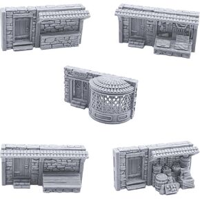 Terrace Shopfronts by Printable Scenery, 3D Printed Tabletop RPG Scenery and Wargame Terrain 28mm Miniatures
