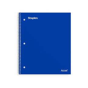 STAPLES Accel 1-Subject Notebook, 8.5-inch x 11-inch, Graph Ruled, 100 Sheets, Assorted Colors, 3/Pack (ST25855DVS)