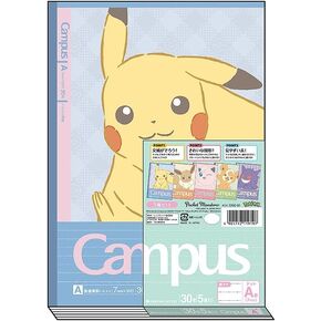 Showa Notebook, Pokemon Campus Notebook, Dotted Ruled, A-Ruled, Pack of 5, 414729001