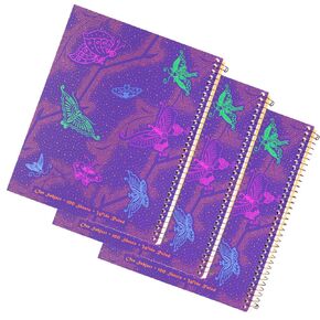 Left-Handed Wide Ruled notebook With Butterfly Design, Set of 3
