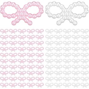 200pcs Mini Pearl أقواس بيضاء ووردية صغيرة للأقواس الصغيرة لحفل الزفاف DIY Craft Projec
