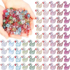 120 Pcs Mini Ducks Glitter Resin Ducks Tiny Ducks Mini Resin Animals Figures to Hide for Fairy Garden Accessories Micro Landscape Aquarium Ornaments Kit Dollhouse Decor Crafts