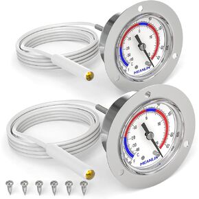 MEANLIN MEASURE Vapor Capillary Refrigeration Thermometer with Stainless Steel Front Flange Mount, 2" Dial, 48" Capillary Length, Temperature Range -40-65°F/-40-20°C, Accuracy 2% in Kuwait