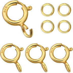 قلادة مطلية الذهب 14K Clasps 5mm S925 Sterling Silver Spring Ring Clasp with 4mm Rings Rings Clasps Clasps Clasps for Necklace and Bracelets استبدال المجوهرات DIY Clasp in Kuwait
