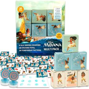 Moana Party Favors for 20 Guests Bundle ~ 20 Pieces Moana Favor Boxes with Stickers, Tattoos and Stampers for Kids Birthday Party | Moana Party Supplies and Decorations Combo Pack