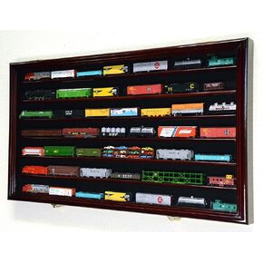 sfDisplay.com,LLC. N Scale Train Model Trains Display Case Cabinet Wall Rack w/ 98% UV Lockable -Cherry