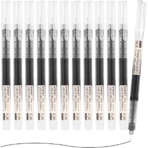 EYEYE Blue Pens 0.38mm Needle Tip Rollerball Pen, 12 Pack Liquid Ink Roller Ball Pens Quick Dry, Ultra Fine Point Smooth Writing Pen for Journaling, Note Taking, Office, School Supplies