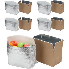 5 Pack Insulated Shipping Boxes with Aluminum Foil Liner, Thermo Chill Insulated Box for Shipping Frozen Food Cold Shipping, Reusable Cooler Box for Packing Supplies, 11 x 6 x 7 Inch
