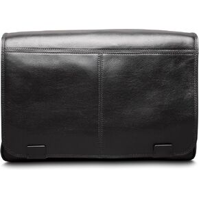Bosca Dolce Mens Leather Laptop Bag - Full-Size Genuine Italian Leather Work Briefcase Bag for Men - Computer or Laptop/Tablet Pockets RFID-Blocking Pocket, Trolley Strap Black