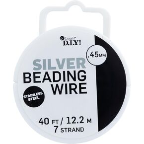 Cousin DIY Silver Cord Basics 7-Strand Beading Wire .45mmX40