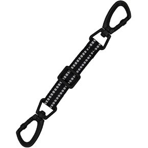Adjustable Reflective Double Ended Dog Collar Safety Clip 7.8''-9'' Collar to Harness Backup Big Clasp Opening