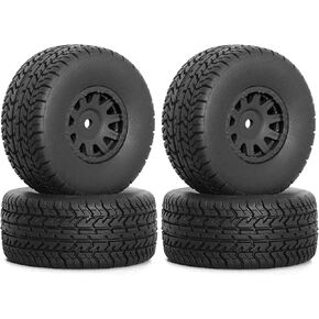 REDSPIDER • RC Short Course Truck Tires and Wheels(4PCS) Hex 12mm Preglued Rubber Vacuum Tyres OD 2.56" for Traxxas Tamiya Kyosho HPI for 1/14 1/18 RC Off On Road ARRMA 1/14 Mojave GROM