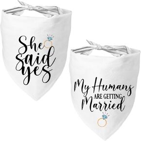 2 Packs My Humans are Getting Married She Said Yes Dog Bandana for Wedding Engagement Photos, Bridal Shower Gift,Dog Wedding Outfit, Dog Engagement Announcement, Engagement Gifts