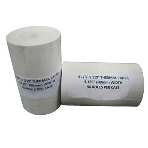 3 1/8" x 119' Thermal Paper (50 Rolls), Works for Epson TM-H6000, Epson TM-T80, Epson TM-T85, Epson TM-T88