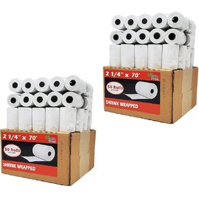 BuyRegisterRolls (2 Cases) 2 1/4 x 70 Thermal Paper Large 48 GSM Rolls For Clover Flex, Verifone VX520 Ingenico ICT220 ICT250 First Data FD400 Nurit 8000 8020 STP103 BPA Free