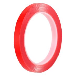 Double Sided Tape Heavy Duty 0.4'' x10 Ft Red Clear Mounting Strong Adhesive for Led Strip Lights Glass Decoration Carpets Poster Craft Wall Picture DIY Scrapbooking Making Boxes and Envelopes