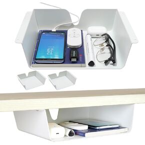 Under Desk Storage Shelf - Under Desk Drawer with Built in Cable Management for Home, Office, Gaming Setups, Kitchen (Black)