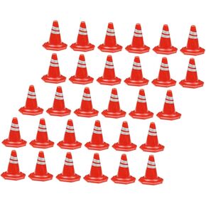 TOYANDONA 50pcs Mini Traffic Cones and Signs Durable Roadblocks for Interactive Traffic Cognitive for Parking Scenarios and Learning Rules