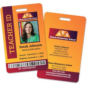 Custom Print Homeschool Teacher ID Card - Double Sided Print - Customizable Name, Teacher Information, Photo, Logo, Barcode