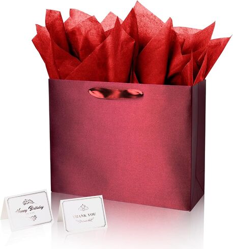 Linelglobal Blue Gift Bag with Tissue Paper Solid Color Silky for Women Men Boutique, Birthday, Fathers Day, Anniversary, Wedding 13" in Saudi Arabia