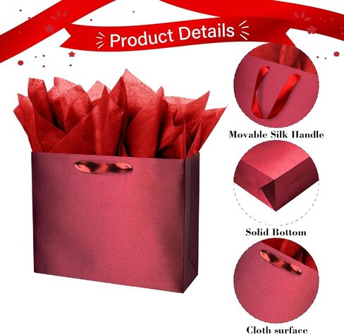 Linelglobal Blue Gift Bag with Tissue Paper Solid Color Silky for Women Men Boutique, Birthday, Fathers Day, Anniversary, Wedding 13" in Saudi Arabia