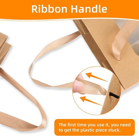 MOXARYSU 6 Pcs Brown Gift Bags with Clear Window: 9.8x5.1x7.1 Inch Medium Kraft Paper Bags with Handle For Party Business Birthday Wedding in Saudi Arabia