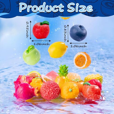 Exasinine 33pcs Miniature Fruits Figures Strawberry Peach Grapes Mini Resin Figures Artificial Fruit for Garden Kitchen Game Party Decor Cake Decoration in Kuwait