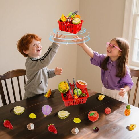 Exasinine 33pcs Miniature Fruits Figures Strawberry Peach Grapes Mini Resin Figures Artificial Fruit for Garden Kitchen Game Party Decor Cake Decoration in Kuwait