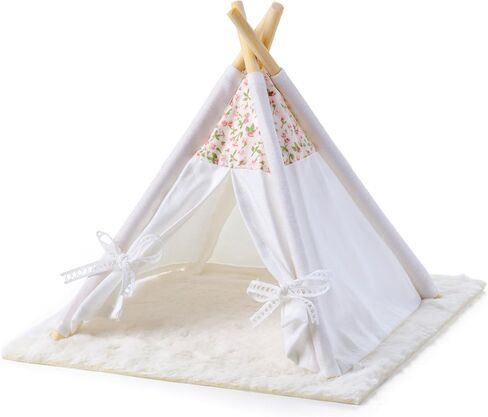 1:12 Dollhouse Camping Bed Tent, 1 Set Fairy Style Mini Pink Lace Tent with Carpet, Miniature Outdoor Furniture Accessories for Bedroom,Patio and Garden(White) in Kuwait