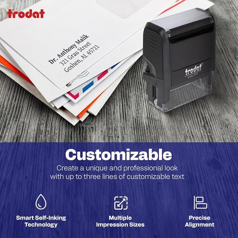 Trodat 4912 ختم عنوان الإرجاع المخصص المخصص للذات - قابلة للتخصيص حتى 4 أسطر من النص - ختم مطاطية للعنوان القابل لإعادة التعبئة ، أساسيات الأعمال الصغيرة ، الشحن ، العمل - متوسط in Saudi Arabia