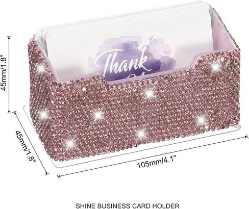 PATIKIL Rhinestone Business Card Holder, Crystal Business Card Holders Bling Business Card Organizer Display Stand for Desktop Desk Office Exhibition, Pink in Saudi Arabia