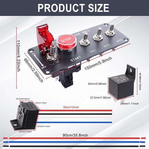 weideer 12V Ignition Switch Panel Car Engine Start Push Button 2 in 1 Ignition Starter Switch LED Toggle Switche Panel with Red Indicator Light for Racing RV Truck K-048 in Saudi Arabia