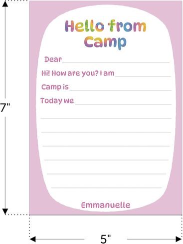 Personalized Camp Stationary for Boys and Girls - Stationery Note Cards with Envelopes for Kids and Teens (Pastel Stationery) in Saudi Arabia
