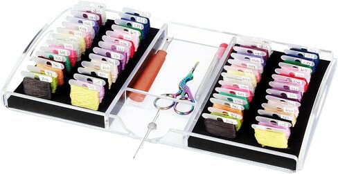 Acrylic Working Tray for Cross Stitch and Embroidery Supplies, Embroidery Floss Bobbins Organizer with Magnetic Needle Holder and Tools Storage-Tray Only(Small-For 3mm acrylic bobbin) in Saudi Arabia