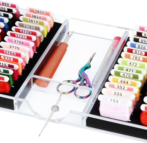 Acrylic Working Tray for Cross Stitch and Embroidery Supplies, Embroidery Floss Bobbins Organizer with Magnetic Needle Holder and Tools Storage-Tray Only(Small-For 3mm acrylic bobbin) in Saudi Arabia
