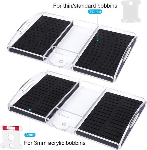 Acrylic Working Tray for Cross Stitch and Embroidery Supplies, Embroidery Floss Bobbins Organizer with Magnetic Needle Holder and Tools Storage-Tray Only(Small-For 3mm acrylic bobbin) in Saudi Arabia
