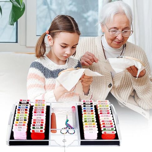 Acrylic Working Tray for Cross Stitch and Embroidery Supplies, Embroidery Floss Bobbins Organizer with Magnetic Needle Holder and Tools Storage-Tray Only(Small-For 3mm acrylic bobbin) in Saudi Arabia