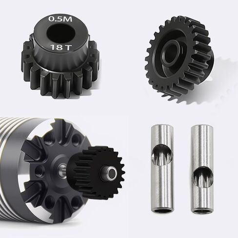 0.5M Pinion Gear 18T Hardened Steel 3.175mm Bore with 2.3mm Adapter, Precision Motor Gear for ARRMA 1/14 Typhon 1/16 Mojave 1/18 Granite, Losi 1/12 NASCAR, 0.5Mod Gear 13T-27T for HOBBYWING Motors in Kuwait