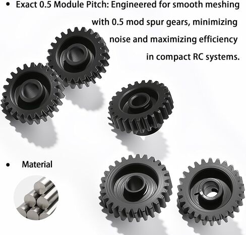 0.5M Pinion Gear 18T Hardened Steel 3.175mm Bore with 2.3mm Adapter, Precision Motor Gear for ARRMA 1/14 Typhon 1/16 Mojave 1/18 Granite, Losi 1/12 NASCAR, 0.5Mod Gear 13T-27T for HOBBYWING Motors in Kuwait