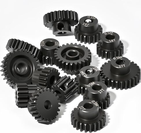 0.5M Pinion Gear 18T Hardened Steel 3.175mm Bore with 2.3mm Adapter, Precision Motor Gear for ARRMA 1/14 Typhon 1/16 Mojave 1/18 Granite, Losi 1/12 NASCAR, 0.5Mod Gear 13T-27T for HOBBYWING Motors in Kuwait