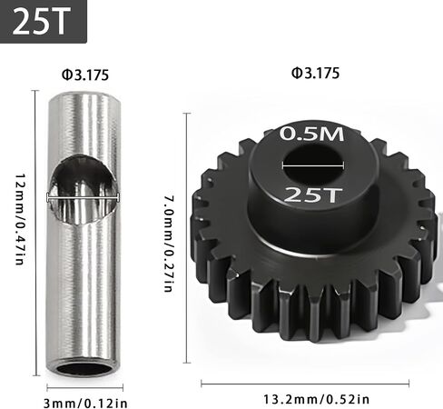 0.5M Pinion Gear 18T Hardened Steel 3.175mm Bore with 2.3mm Adapter, Precision Motor Gear for ARRMA 1/14 Typhon 1/16 Mojave 1/18 Granite, Losi 1/12 NASCAR, 0.5Mod Gear 13T-27T for HOBBYWING Motors in Kuwait