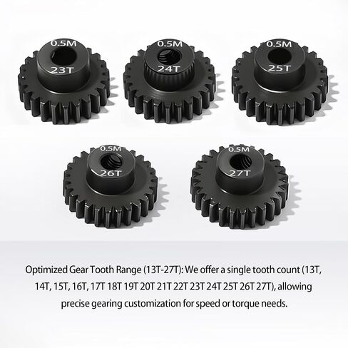0.5M Pinion Gear 18T Hardened Steel 3.175mm Bore with 2.3mm Adapter, Precision Motor Gear for ARRMA 1/14 Typhon 1/16 Mojave 1/18 Granite, Losi 1/12 NASCAR, 0.5Mod Gear 13T-27T for HOBBYWING Motors in Kuwait