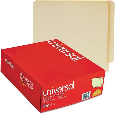 Universal UNV13330 Deluxe Reinforced Straight End Tab Folders - Letter, Manila (100/Box) in Saudi Arabia