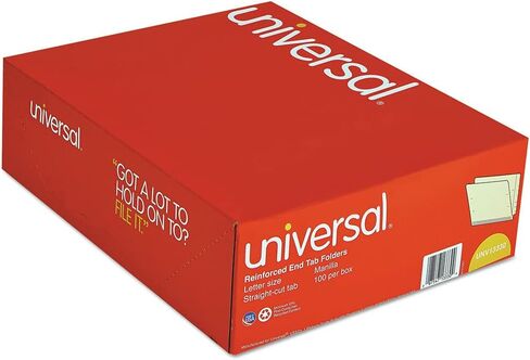 Universal UNV13330 Deluxe Reinforced Straight End Tab Folders - Letter, Manila (100/Box) in Saudi Arabia