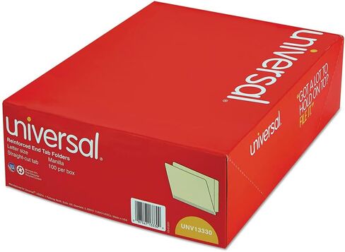 Universal UNV13330 Deluxe Reinforced Straight End Tab Folders - Letter, Manila (100/Box) in Saudi Arabia