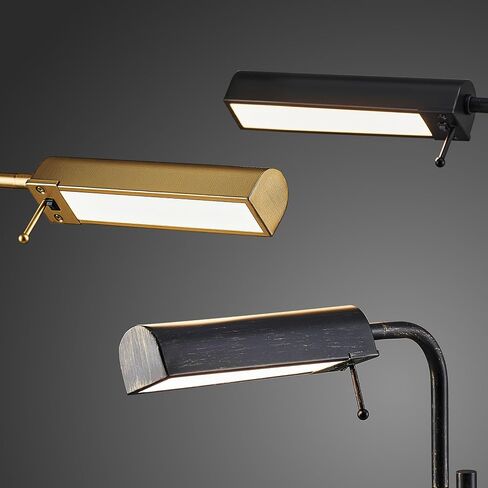 VONLUCE Dimmable LED Floor Lamp, 62.5" Industrial Floor Lamp for Living Room with Adjustable Height Swing Arm Head 3 Color Temperatures, Standing Reading Lamp for Bedroom Office, Antique Brass in Saudi Arabia
